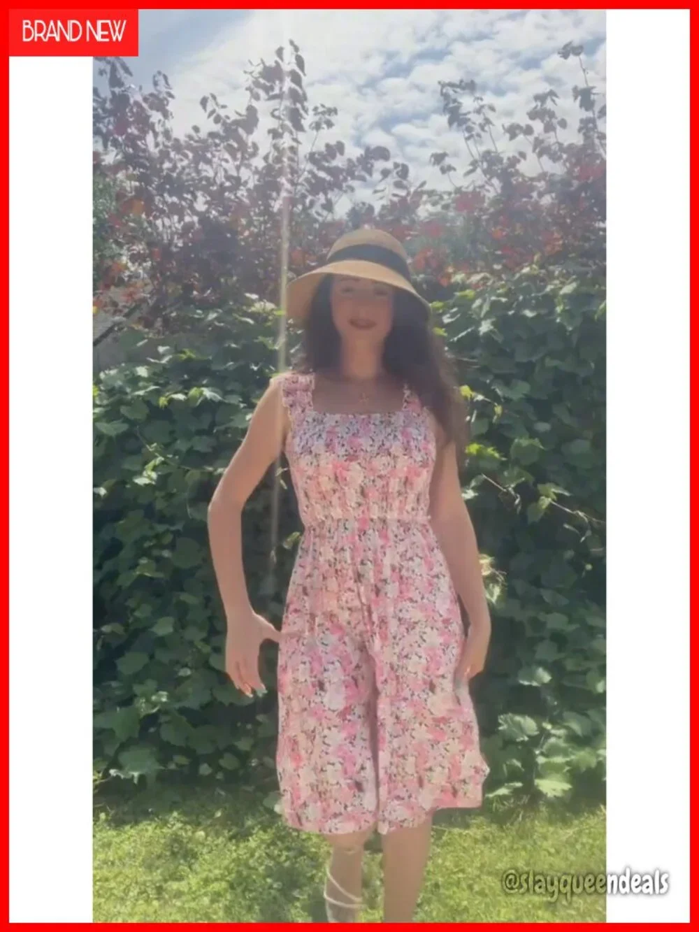 Sleeveless Square Neck Floral Smocked A-Line Sundress